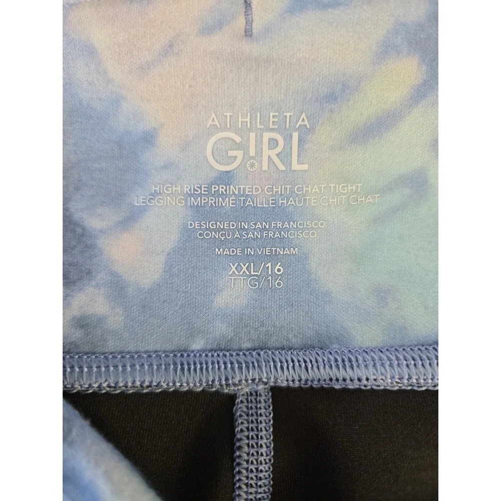 Athleta Girl High Rise Chit Chat Tight Leggings in Blue Cloud Print Size 16/XXL